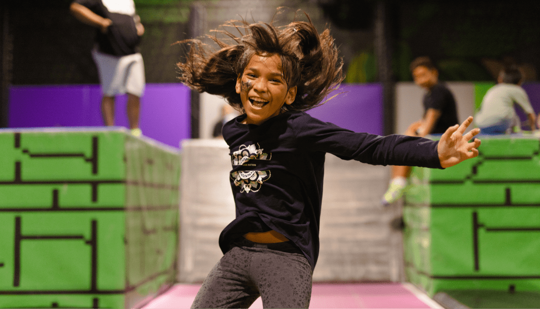 A girl playing in an Indoor Trampoline Park | Flip Out Australia