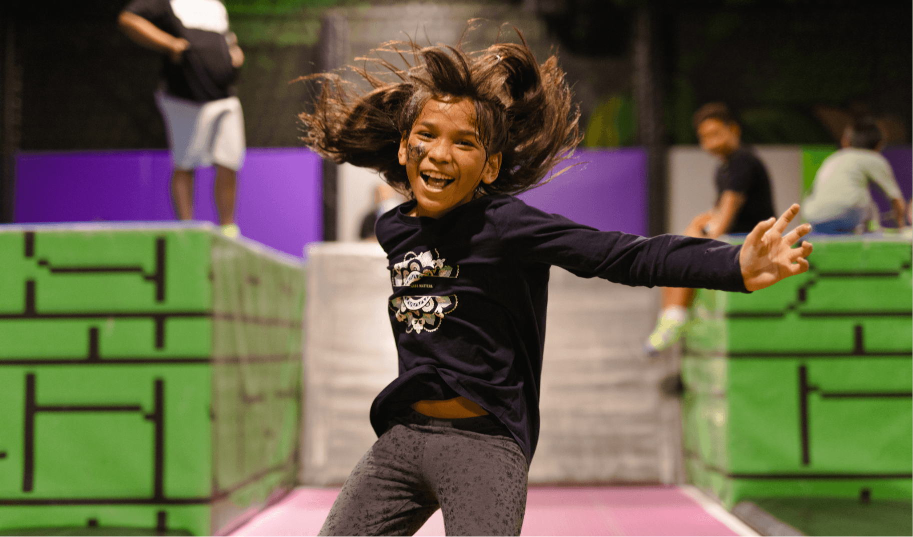 A girl playing in an Indoor Trampoline Park | Flip Out Australia